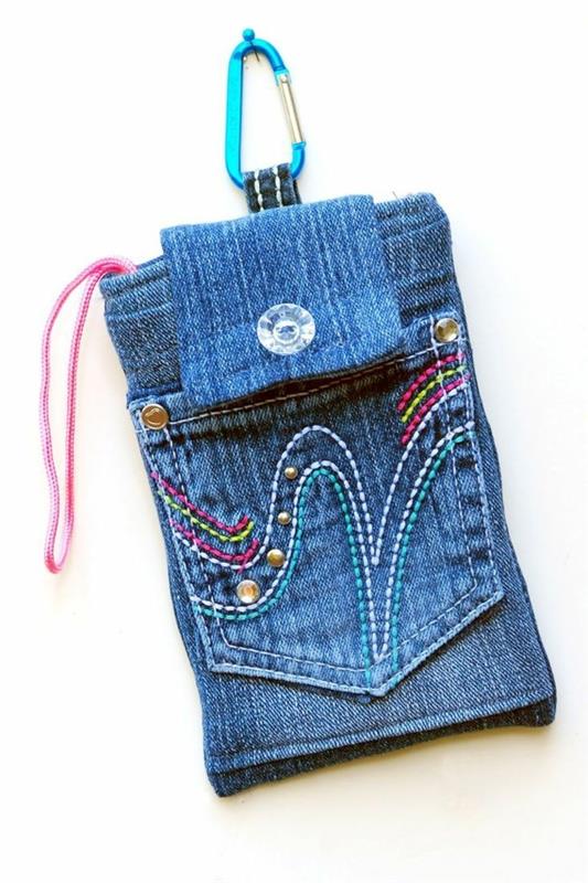 ompelemalla matkapuhelinlaukkusi itse farkut trendikkäät DIY -ideat