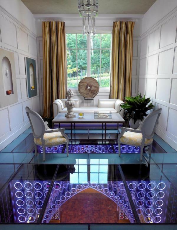 talon suunnittelu olohuoneen lattia läpinäkyvät tyylikkäät huonekalut