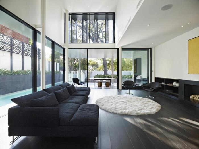 talo remontoida ympäristöystävällinen tarkoittaa olohuone matto pyöreä musta sohva
