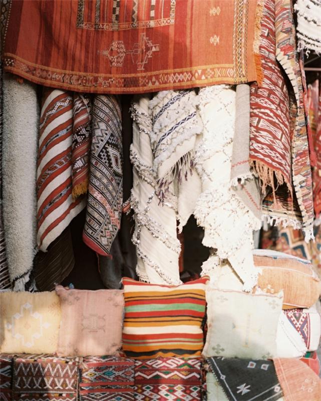 kodin sisustus marokkolaiset matot etnomalli luonnolliset kankaat