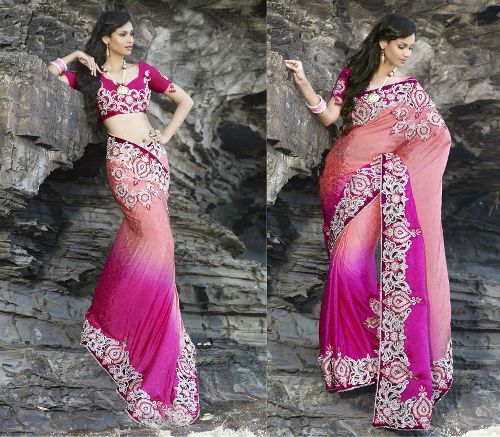 Shades Of Pink Heavy Work Sari 9