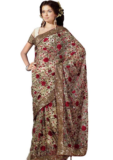 Nehéz Zardosi Work Saree