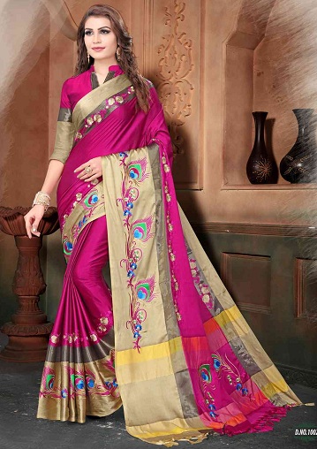 Nehéz pamut Saree