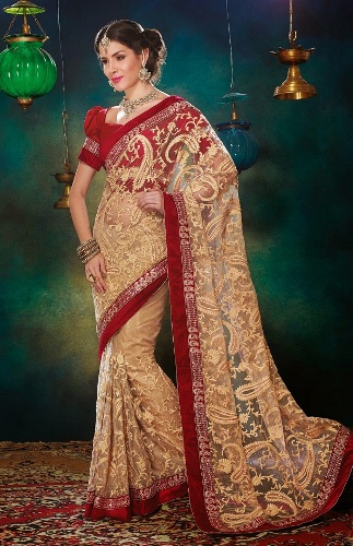 Krémszínű-háló-Sari-nehéz-Resham-munka-2