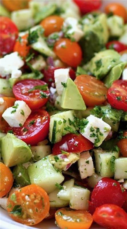 terapeuttinen paastoava laihdutussalaatti kurkku tomaatit avokado