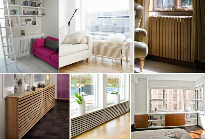 jäähdyttimen verhous olohuone valkoinen puulaudat puupaneelit lipasto sideboard
