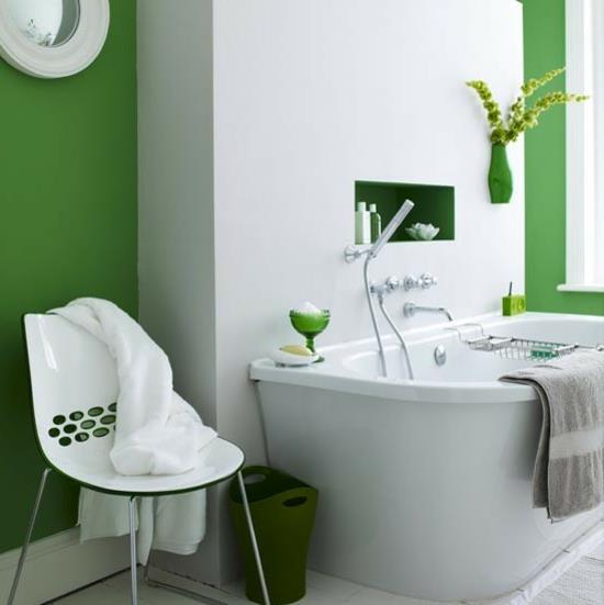 kirkkaanvihreä kylpyhuone modernit huonekalut
