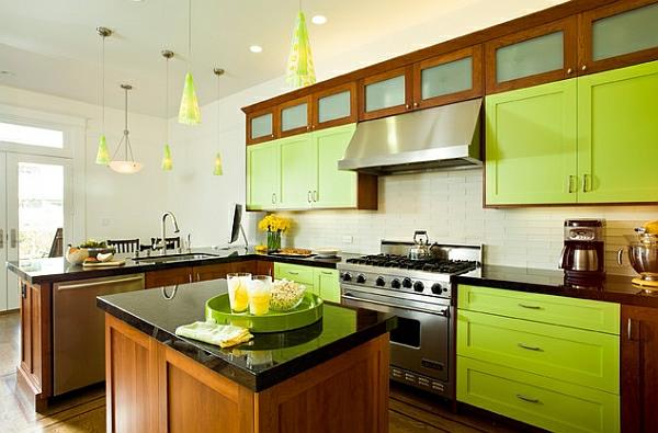 vihreät sitruunat keittiökaapit kodin huonekalut
