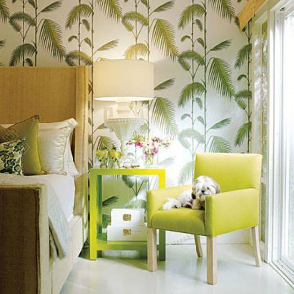 vaaleanvihreät elävät ideat makuuhuoneen seinätaustakuviossa