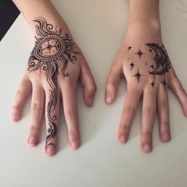 henna tatuointi ideoita puolikuu