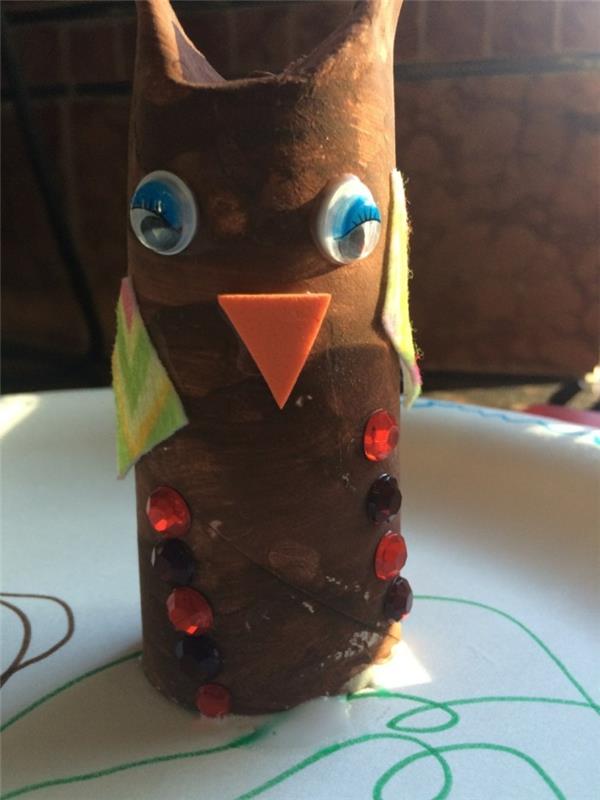 syksyn käsityöt lasten kanssa Tee syksyn koristeet itse käsityöt wc -paperirullilla pöllö2