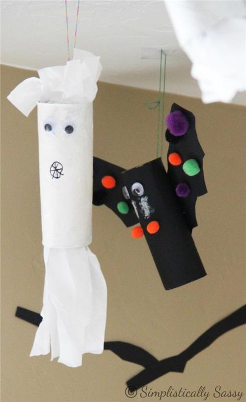 syksyn käsityöt lasten kanssa tekevät syksyn koristeet itse käsityöt wc -paperirullilla halloween2