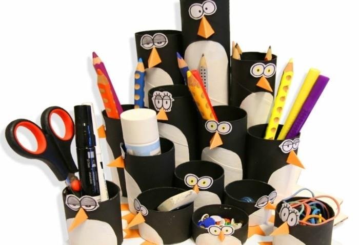 syksyn käsityöt lasten kanssa tekevät syksyn koristeita itse käsityöt vessapaperipingviinien kanssa