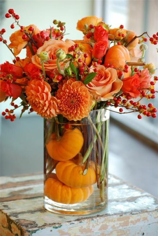 kukat syksy kukat parveke syksyllä oranssi kurpitsa lasi