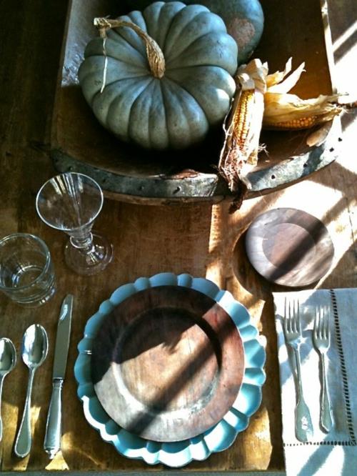 sininen maalattu syksy koristeet tinker kurpitsa pöytä koristeet