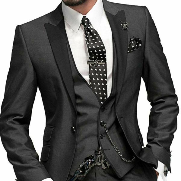miesten muoti italialainen puku takki ilman halki liivi musta