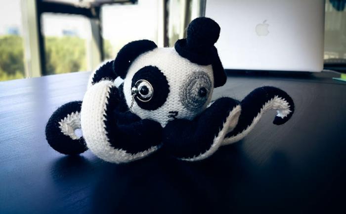 oppia virkkaamaan neulominen panda mustekala musta valkoinen