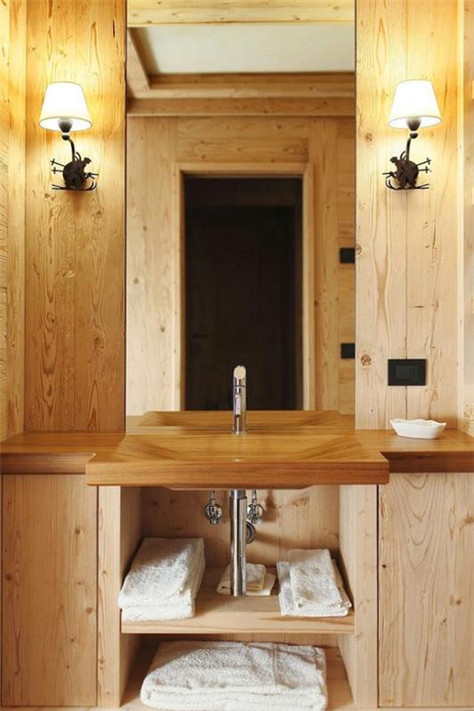 puinen sisustus talo luonnonpuukalusteet kylpyhuone