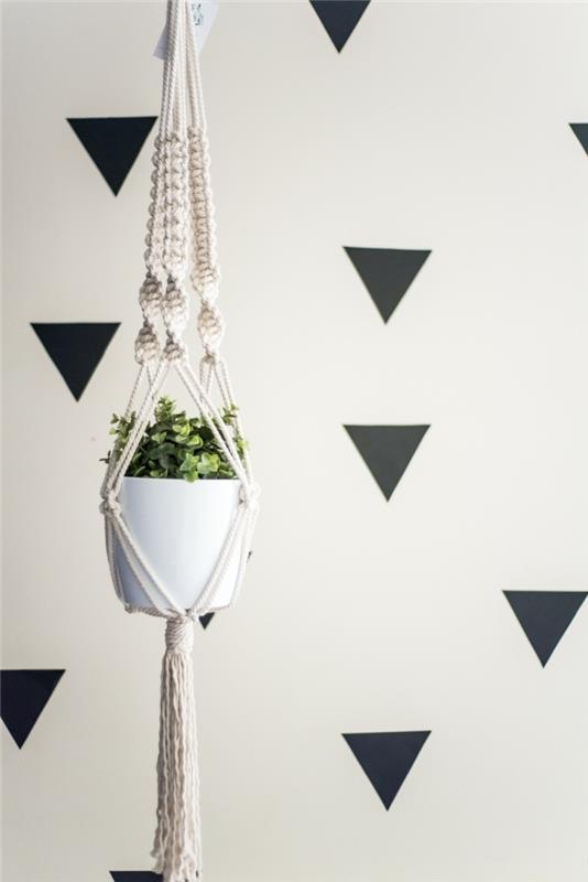 Macrame -ripustuskori koristeena kotona
