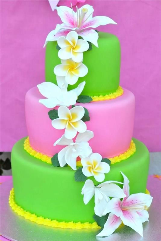 hääkakut värillinen kakku Havaijin tyyliin