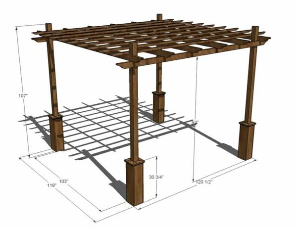 puinen pergola rakenna itsellesi puiset palkit lehtimajarakentaminen