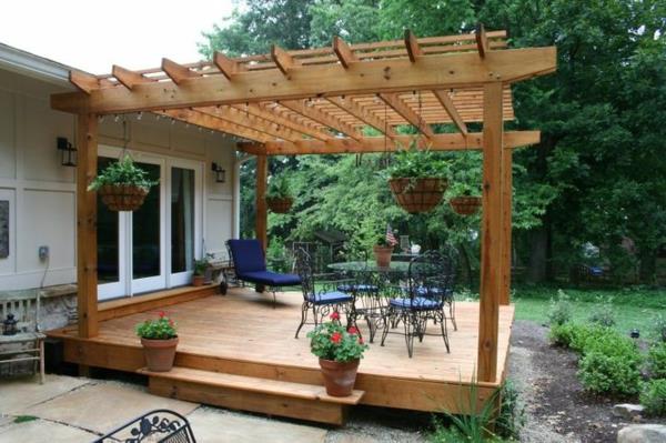puinen jalusta pergola rakentaa oma puupalkki veranta