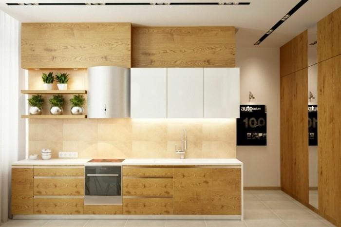 puinen keittiö moderni muotoilu pieni keittiö vaaleat lattialaatat