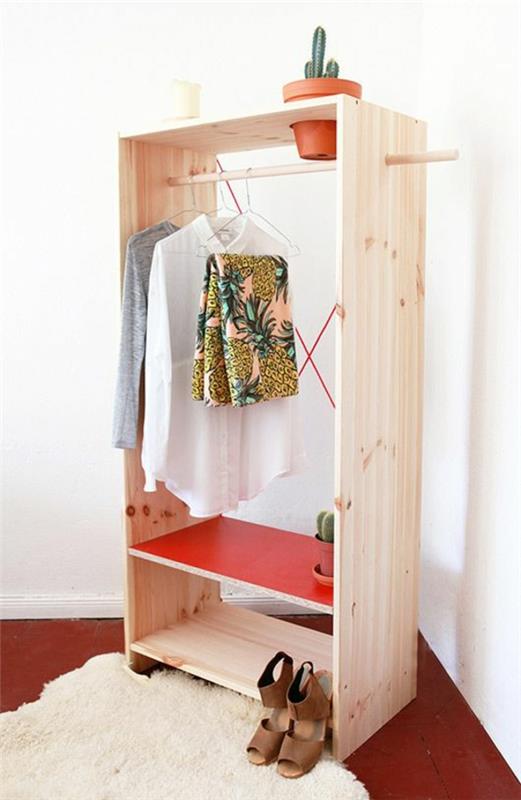 rakentaa puinen hylly itse auki vaatekaappi pukuhuone