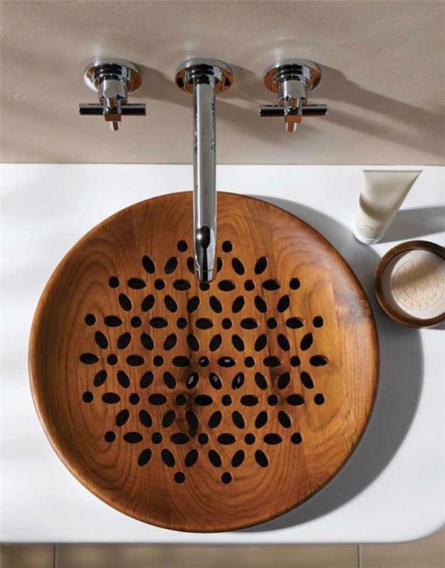 puinen pesuallas kylpyhuone suunnittelu puupinta aasia