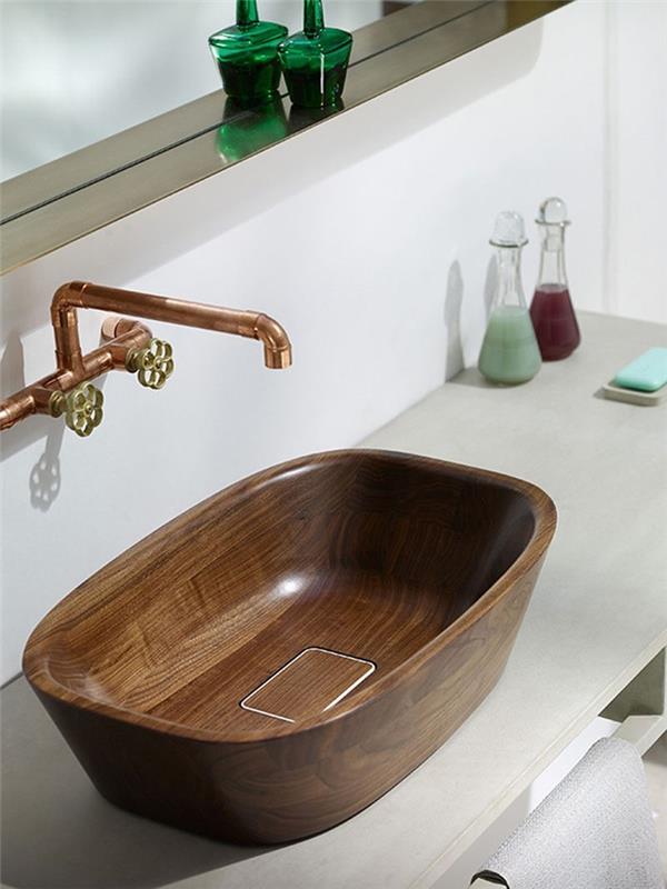 puinen pesuallas kylpyhuone suunnittelu puinen pinta suunnittelija pesuallas