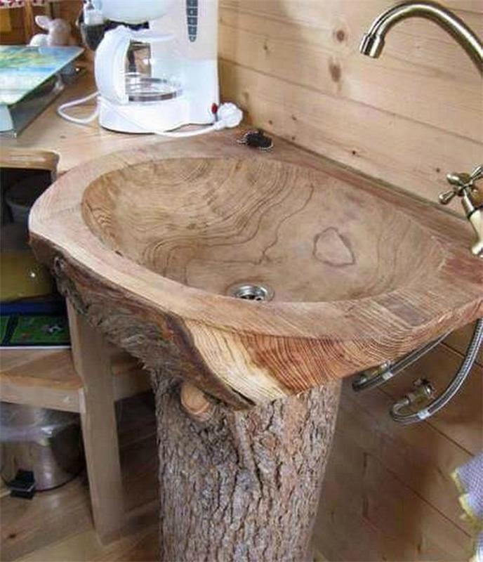 puinen pesuallas kylpyhuone suunnittelu puinen pinta kuilu puunrunko