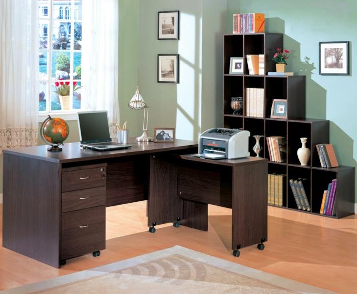 kotitoimiston toimistokalusteet moderni puukalusteet kirjoituspöytä sivupöytä seinähyllyt kirjahyllyt