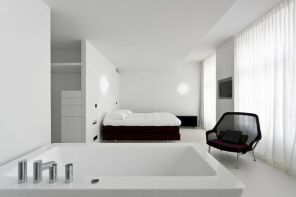 hotelli zenden arkkitehtuuri ainutlaatuinen musta verhoiltu sänky