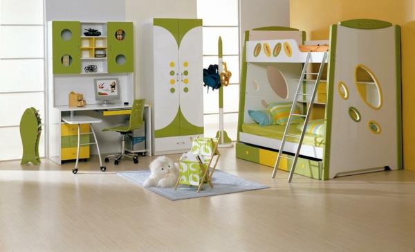 idea lastenhuoneen suunnittelu keltainen vihreä aksentti