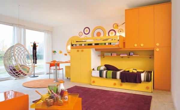 idea lastenhuoneen suunnittelu keltainen oranssi