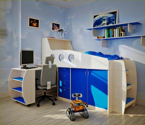 idea lastenhuoneen suunnittelu kirkkaan sininen