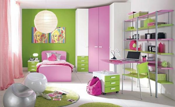 idea lastenhuoneen suunnittelu mintunvihreä vaaleanpunainen