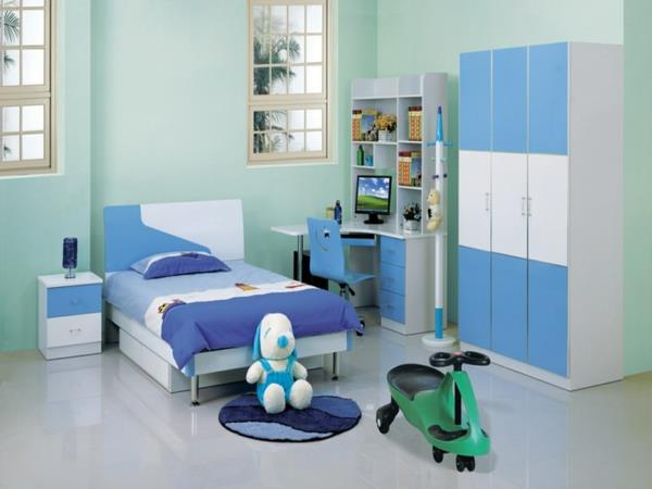 idea lastenhuoneen suunnittelu valkoinen sininen