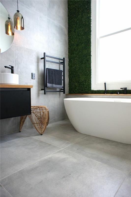 ideoita seinän suunnitteluun kylpyhuoneen laatat vaaleanharmaa
