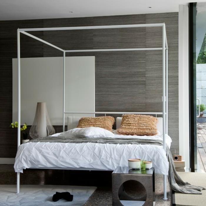 ideoita makuuhuone harmaa seinä puu näyttää seinäverhous