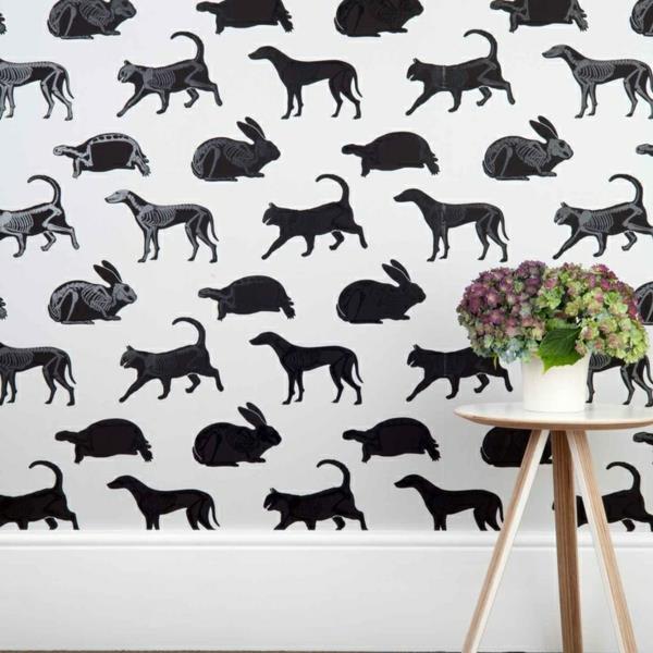 ideoita olohuoneen seinän suunnittelu eläinkuvio musta