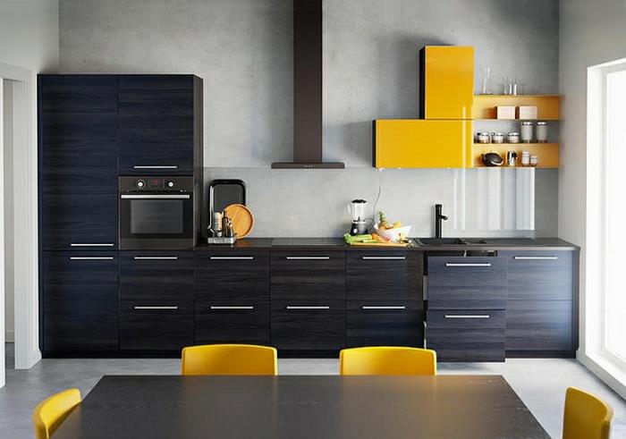 ikea keittiöt moderni 2015 tummat puurunot keltainen aksentti decoist