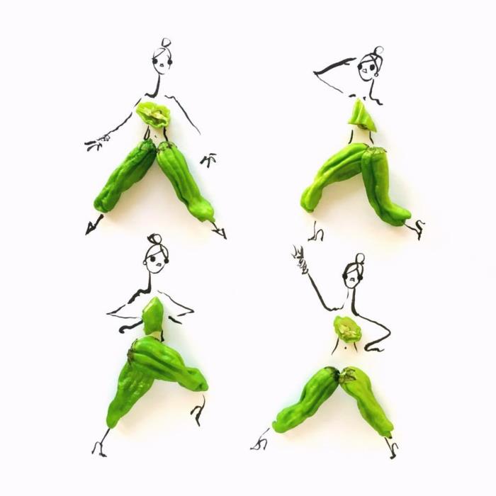 kuvittajat Gretchen Roehrsin muotikuvat pavut vihreät housut