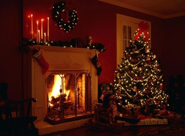 pimeässä joulun savupiipun joulun savupiipun koristelu