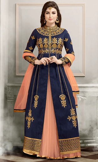 Indo Western hímzett Lehenga