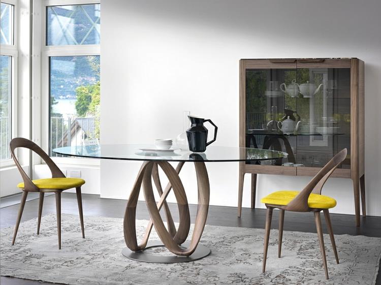 ääretön suunnittelija ruokapöydät pyöreät soikeat ruokapöydät tuolit keltaiset tyynyt