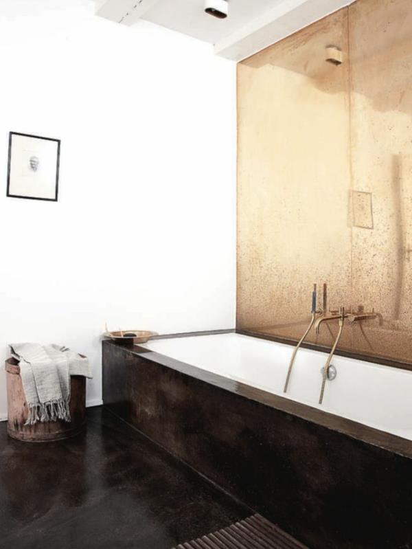 sisustusideoita kylpyhuoneen seinä metalliväri kylpyamme