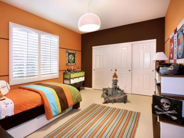 seinän väri -ideat oranssi ruskea elementit roikkuu vaalea nauha matto