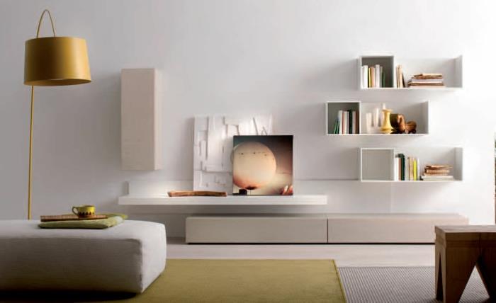 sisustus moderni olohuone valkoinen olohuoneen seinän värillinen matto