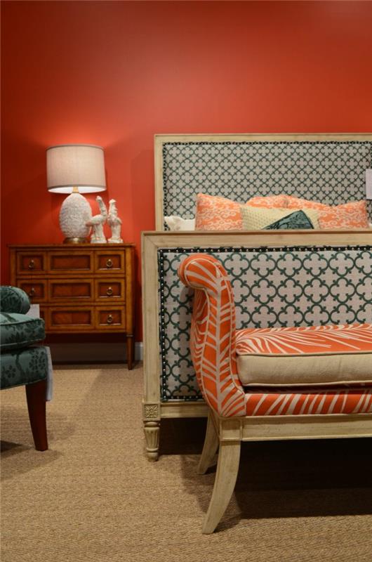 sisustus valitse seinän väri oranssi vivahteita makuuhuone